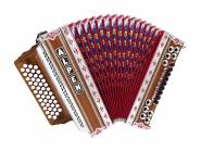 Steirische Harmonika G C F B Alpen Classic Nussbaum 4-reihig mit Koffer & Riemen 