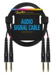 Audiokabel 2x 6.3mm Mono Klinke auf 2x 6.3mm Mono Klinke 3m schwarz hochwertiges Verbindungskabel 