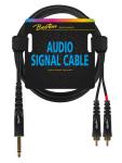 Audiokabel 2x RCA Cinch auf 6.3mm Stereo Klinke 0.75m schwarz hochwertiges Verbindungskabel 