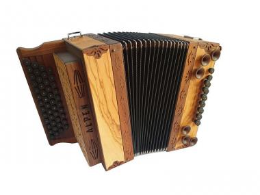 Steirische Harmonika B es as des Alpen die Hölzerne Mini Olive Vollausstattung 