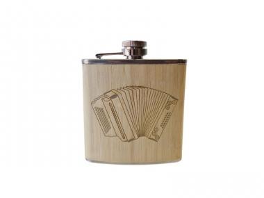 Steirische Harmonika Flachmann Edelstahl Holz 