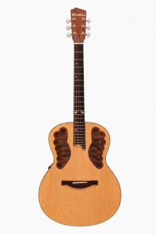 WoidBua Akustikgitarre WB-600-C Zeder Vollmassiv mit Preamp & Case 