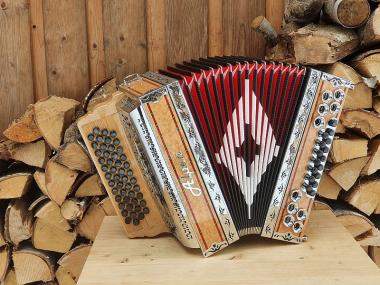 Steirische Harmonika Alpen Classic Vogelaugenahorn G C F B 