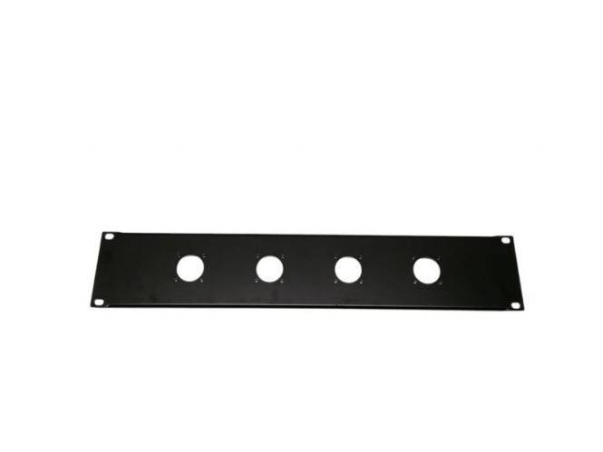 2 HE Rackblende 19 Zoll Metall schwarz für 4 Speakonkabel-Buchsen RK-2-L01 