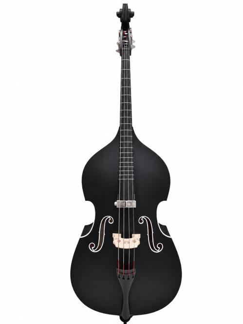 Oberkrainer Kontrabass Vollmassiv 1/2 Schwarz-Seidenmatt bundiert inkl. Gigbag 