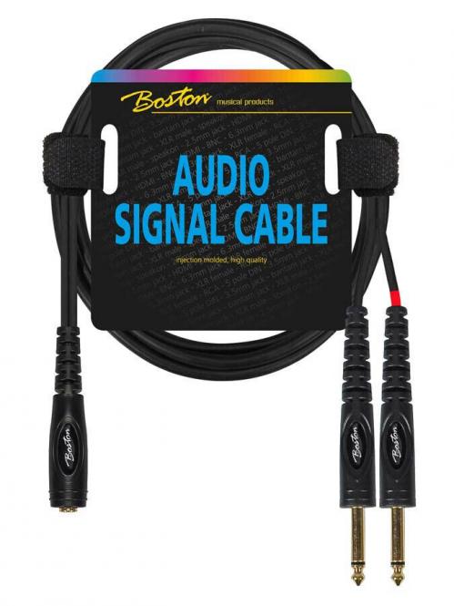 Audiokabel 6,3mm Stereo Klinke Buchse auf 2x 6,3mm Mono Klinke Stecker 9m schwarz 