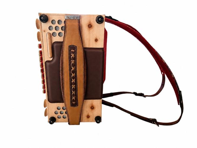 Steirische Harmonika Bassbodenleder Modell Kombi braun 