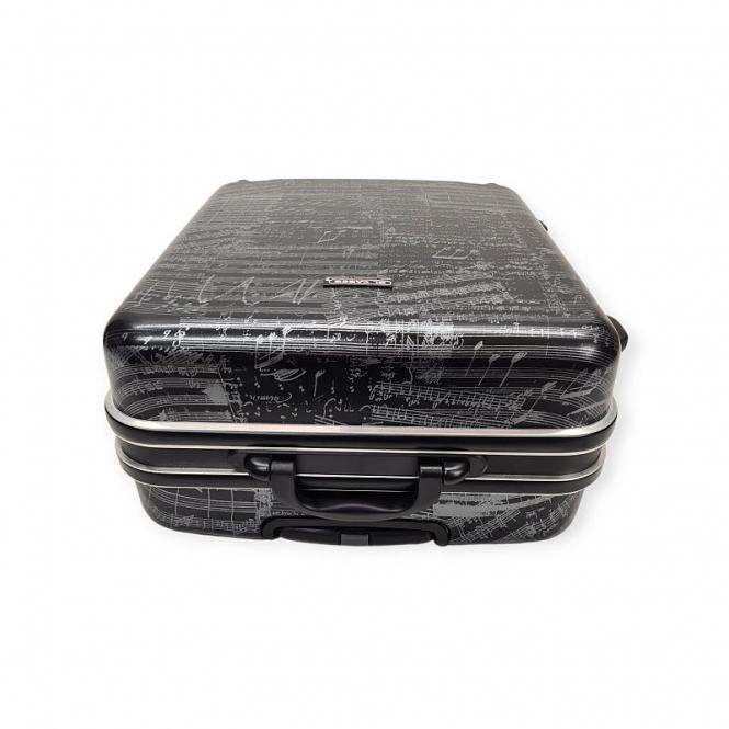 Akkordeonkoffer Trolley Hartschale Premium 72-Bass schwarz Notendesign 