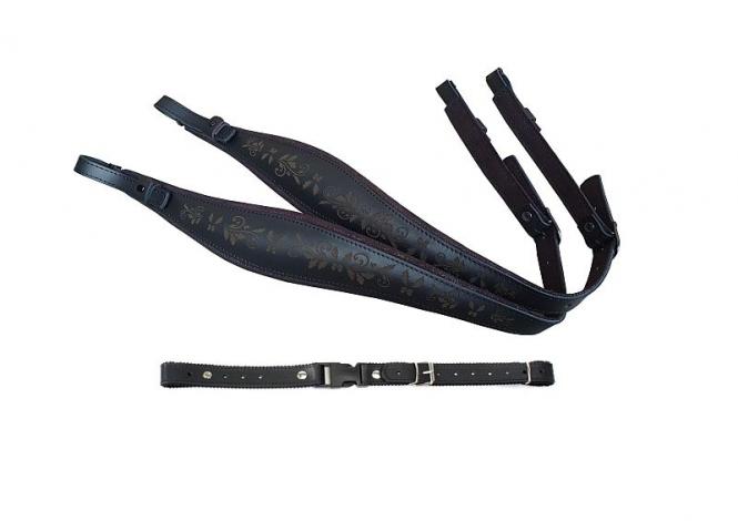 Harmonikariemen XL Luxus schwarz S-Form + Rückenverbinder 