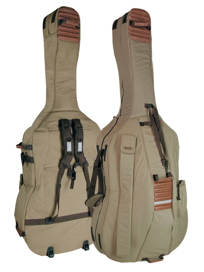 Kontrabass Tasche Gigbag Doublebass 23mm Polsterung Braun/Beige Rucksack Rollen