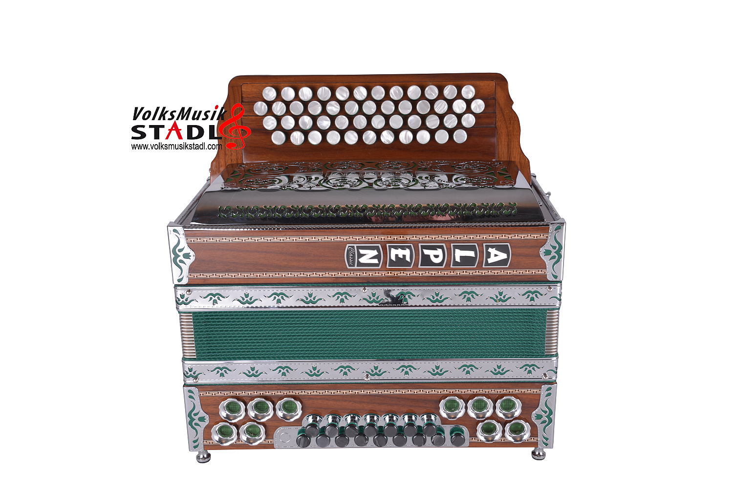 Alpen Harmonika Modell "Nuss-Grün" G C F B